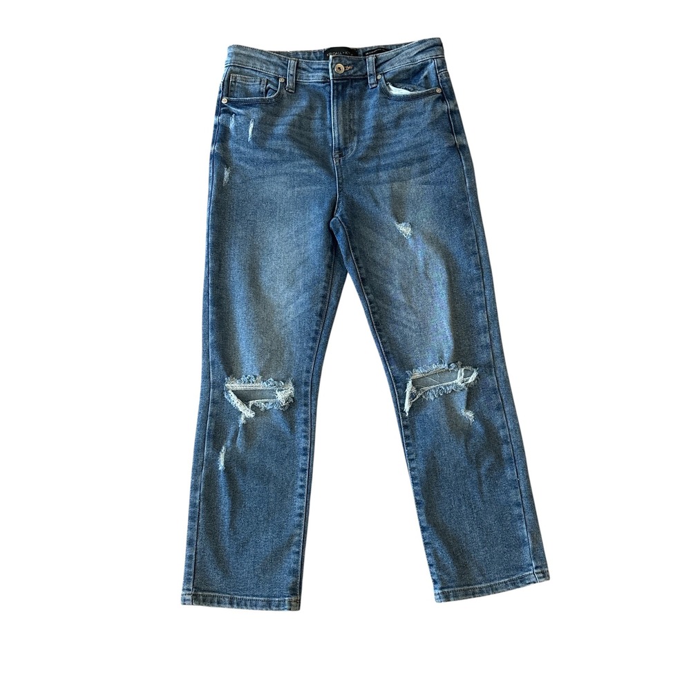 Kendall Kylie Icon High Rise Straight Jeans Ripped Medium Wash Women's Size 7 28